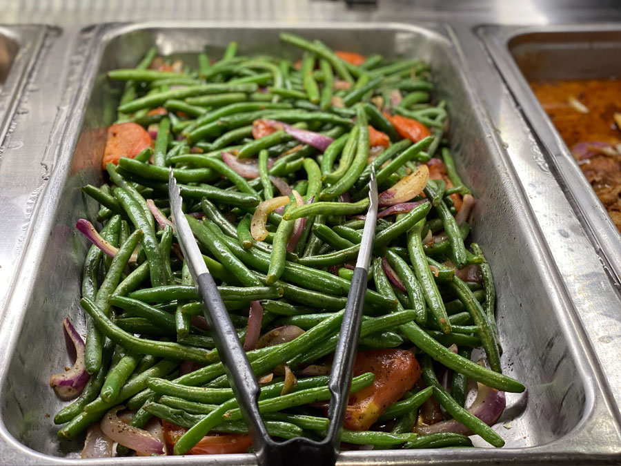 Green Beans with Charred Tomatoes in The Whole Foods Hot Bar